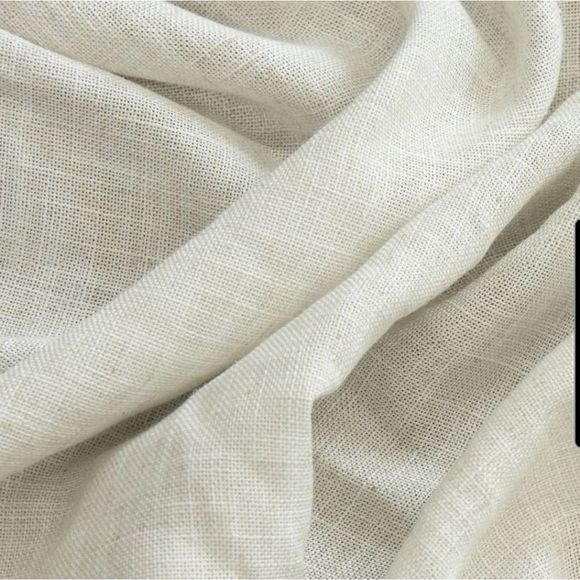 Opaque Collection Cream Ruffled Bottom Linen Blend Curtain Panel - 84" x 52" - Picture 3 of 7